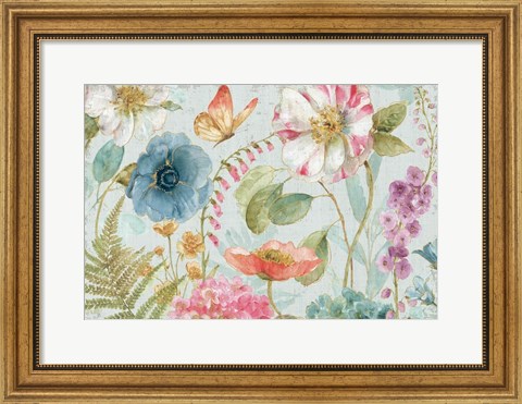 Framed Rainbow Seeds Flowers I Gray Print