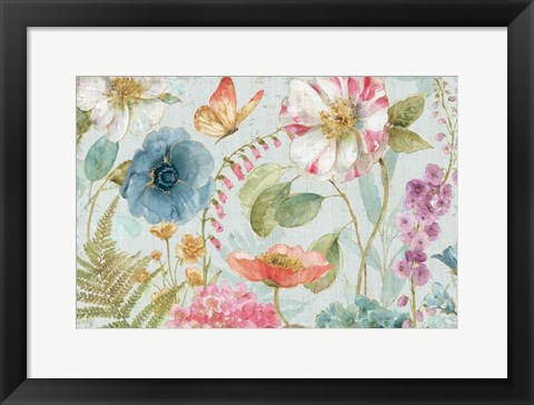 Framed Rainbow Seeds Flowers I Gray Print