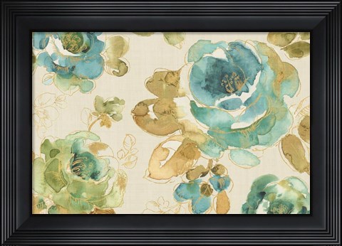 Framed My Greenhouse Roses I Linen Print