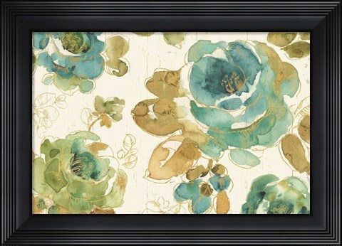 Framed My Greenhouse Roses I on Wood Cream Print