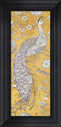 Framed Color my World Ornate Peacock II Gold Print