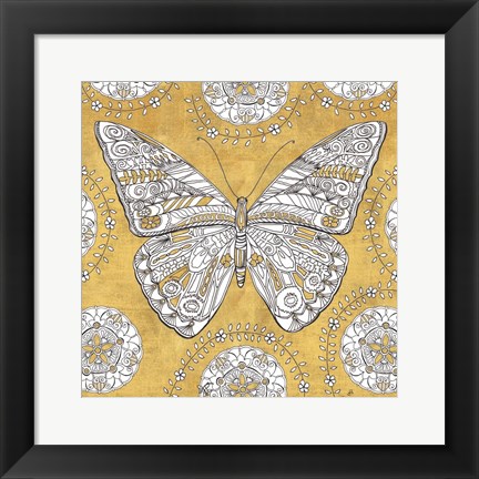 Framed Color my World Butterfly I Gold Print