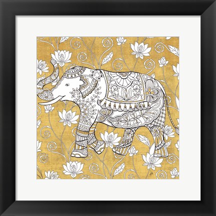 Framed Color my World Elephant II Gold Print