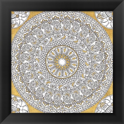 Framed Color My World Mandala I Gold Print