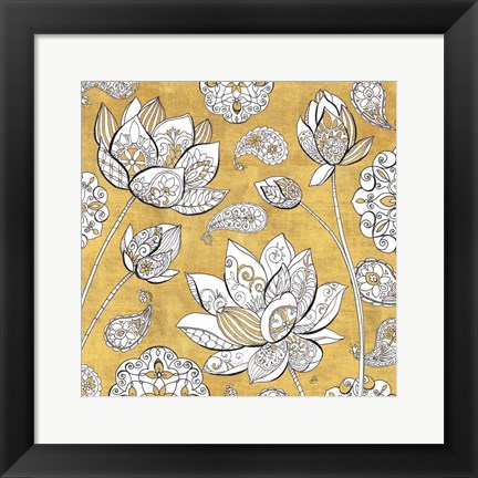 Framed Color My World Lotus I Gold Print