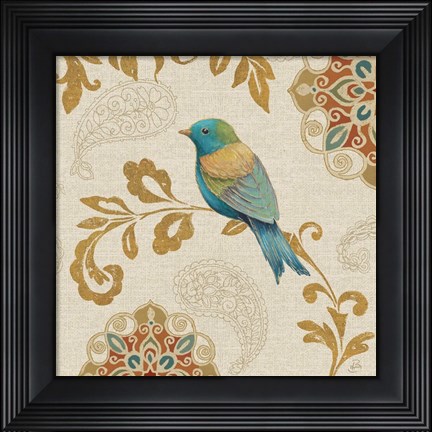Framed Bird Rainbow Blue and Yellow Print