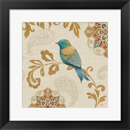 Framed Bird Rainbow Blue and Yellow Print
