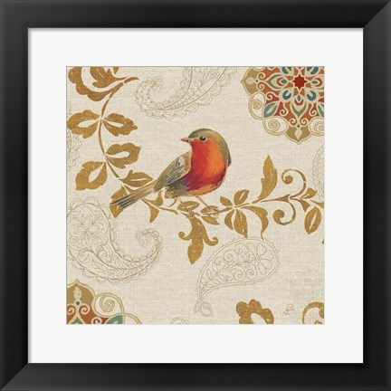 Framed Bird Rainbow Red Print