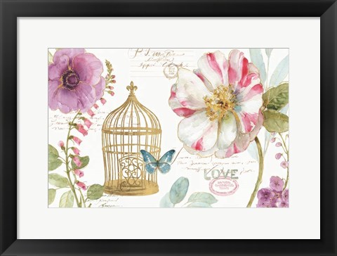 Framed Rainbow Seeds Floral Birdcage I Print