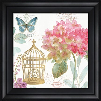 Framed Rainbow Seeds Floral Birdcage II Print