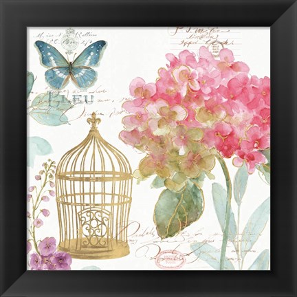 Framed Rainbow Seeds Floral Birdcage II Print