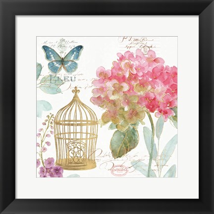 Framed Rainbow Seeds Floral Birdcage II Print