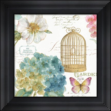 Framed Rainbow Seeds Floral Birdcage III Print