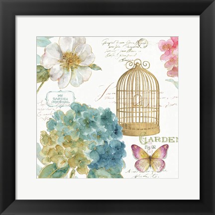 Framed Rainbow Seeds Floral Birdcage III Print