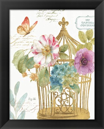 Framed Rainbow Seeds Romantic Birdcage I Print