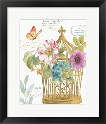 Framed Rainbow Seeds Romantic Birdcage I Print