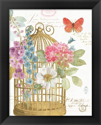 Framed Rainbow Seeds Romantic Birdcage II Print