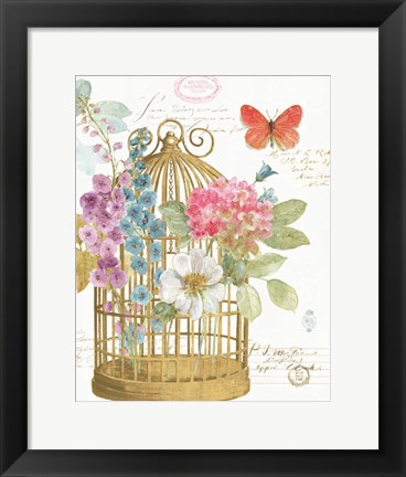 Framed Rainbow Seeds Romantic Birdcage II Print