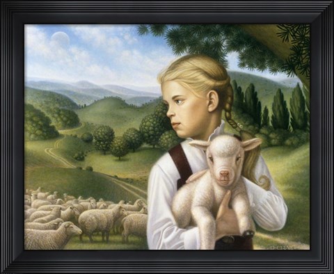 Framed Girl With Lamb Print