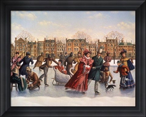 Framed Victorian Skaters Print