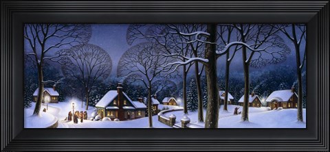 Framed Winter Scene Carollers Print