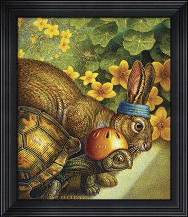Framed Tortoise And Hare Print