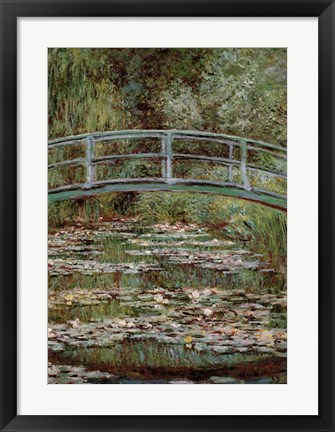 Framed Waterlily Pond, Japanese Bridge Print