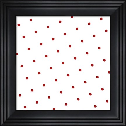 Framed Red Polka Dots on White Print