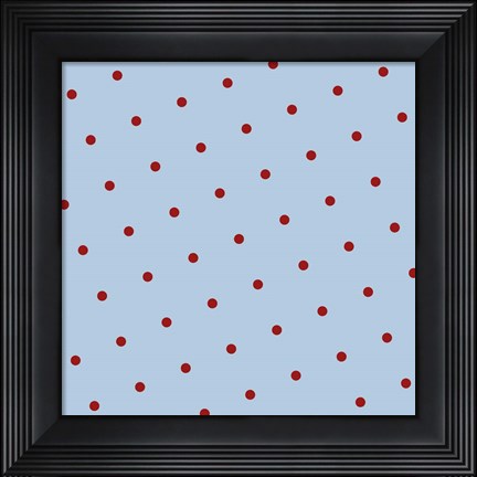 Framed Red Polka Dots on Blue Print