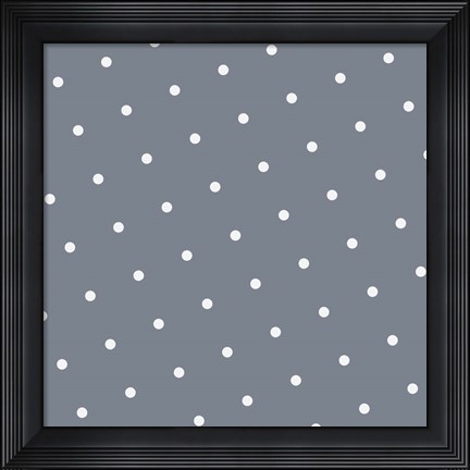 Framed White Polka Dots on Grey Print