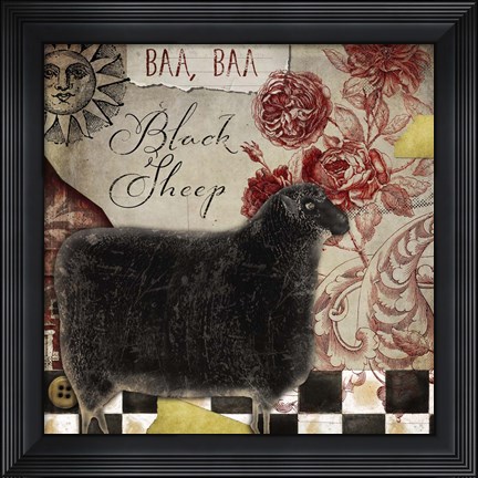 Framed Baa Baa Black Sheep Print