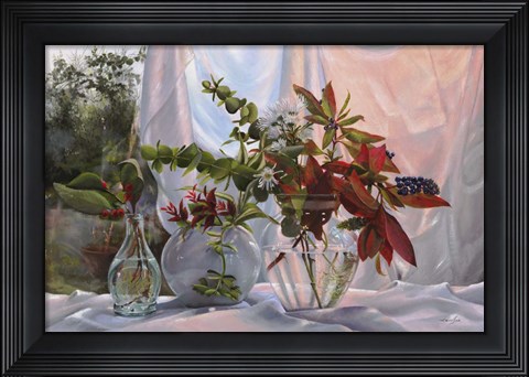 Framed Fiori e Sfumature Rosse Print
