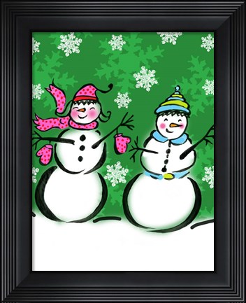 Framed Silly Snowmen V Print