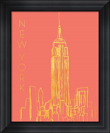 Framed New York on Coral Print