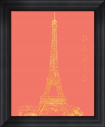 Framed Paris on Coral Print