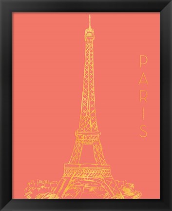 Framed Paris on Coral Print