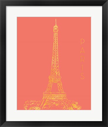 Framed Paris on Coral Print