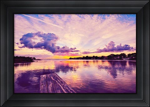 Framed Sunset Dock Print