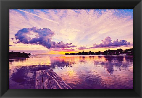 Framed Sunset Dock Print