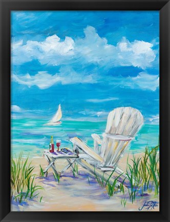 Framed Beach Lounging Print