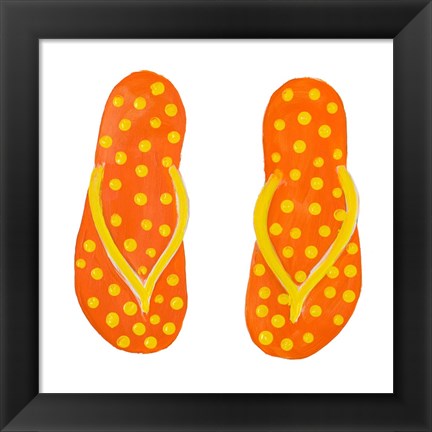 Framed Polka Dot Flip Flops III Print