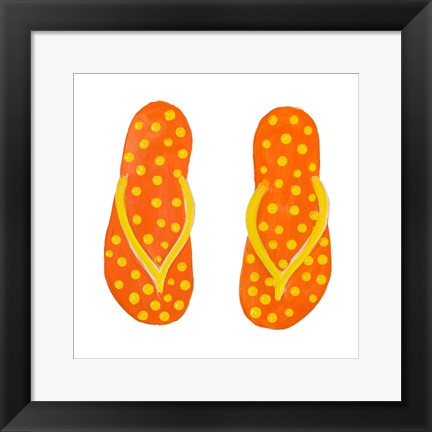 Framed Polka Dot Flip Flops III Print