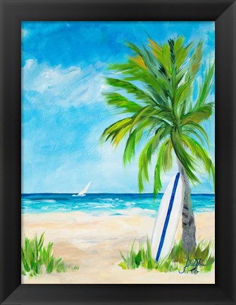 Framed Tropical Surf I Print