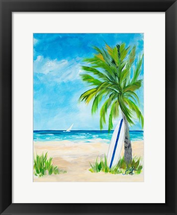 Framed Tropical Surf I Print