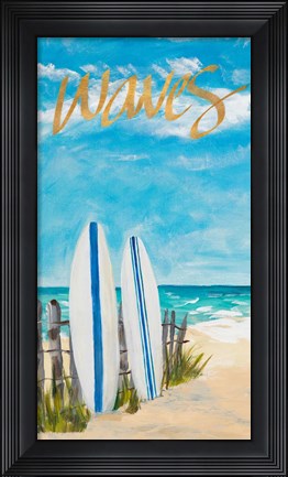 Framed Waves and Surf Print