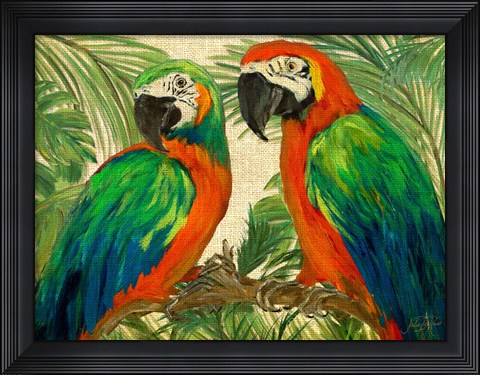 Framed Island Birds on Burlap Print