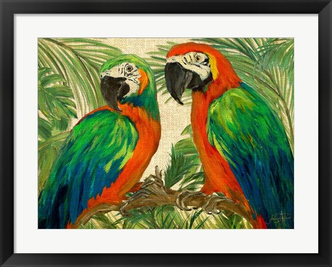 Framed Island Birds on Burlap Print