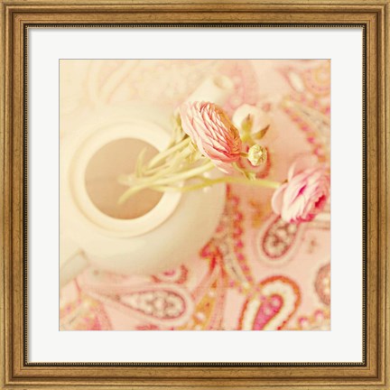 Framed Teapot with Peonies Print