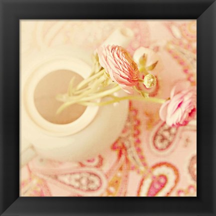 Framed Teapot with Peonies Print