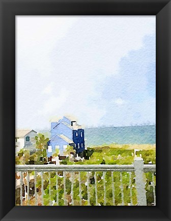 Framed Watercolor Coastal Cottage Print